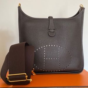 Hermes Evelyne III 29 Taurillon Clemence Dark Brown/ Chocolate